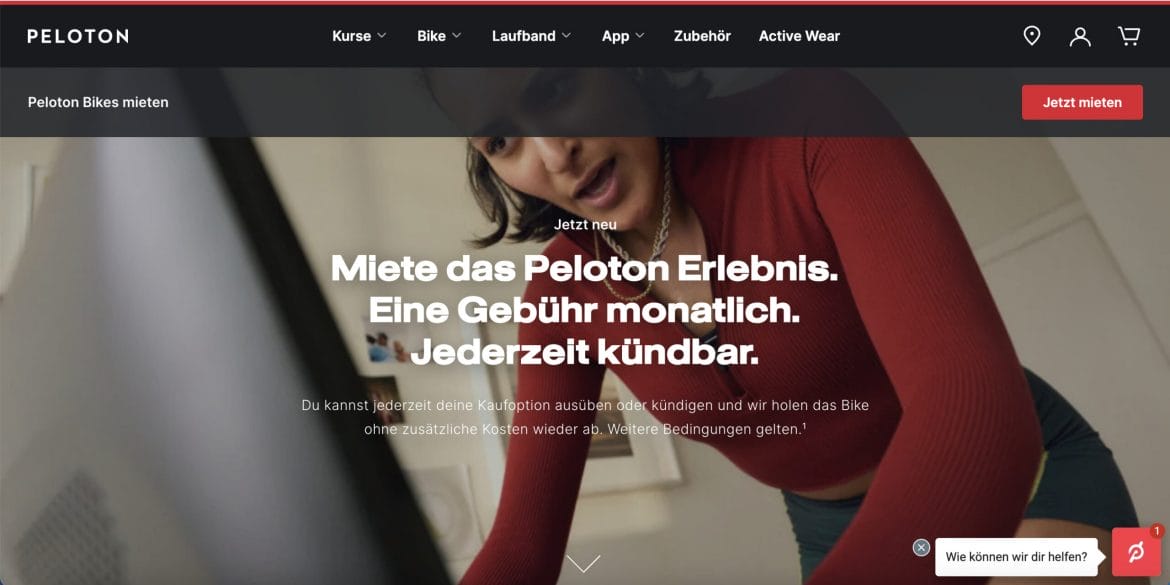Peloton Germany website updated with bike rental page.