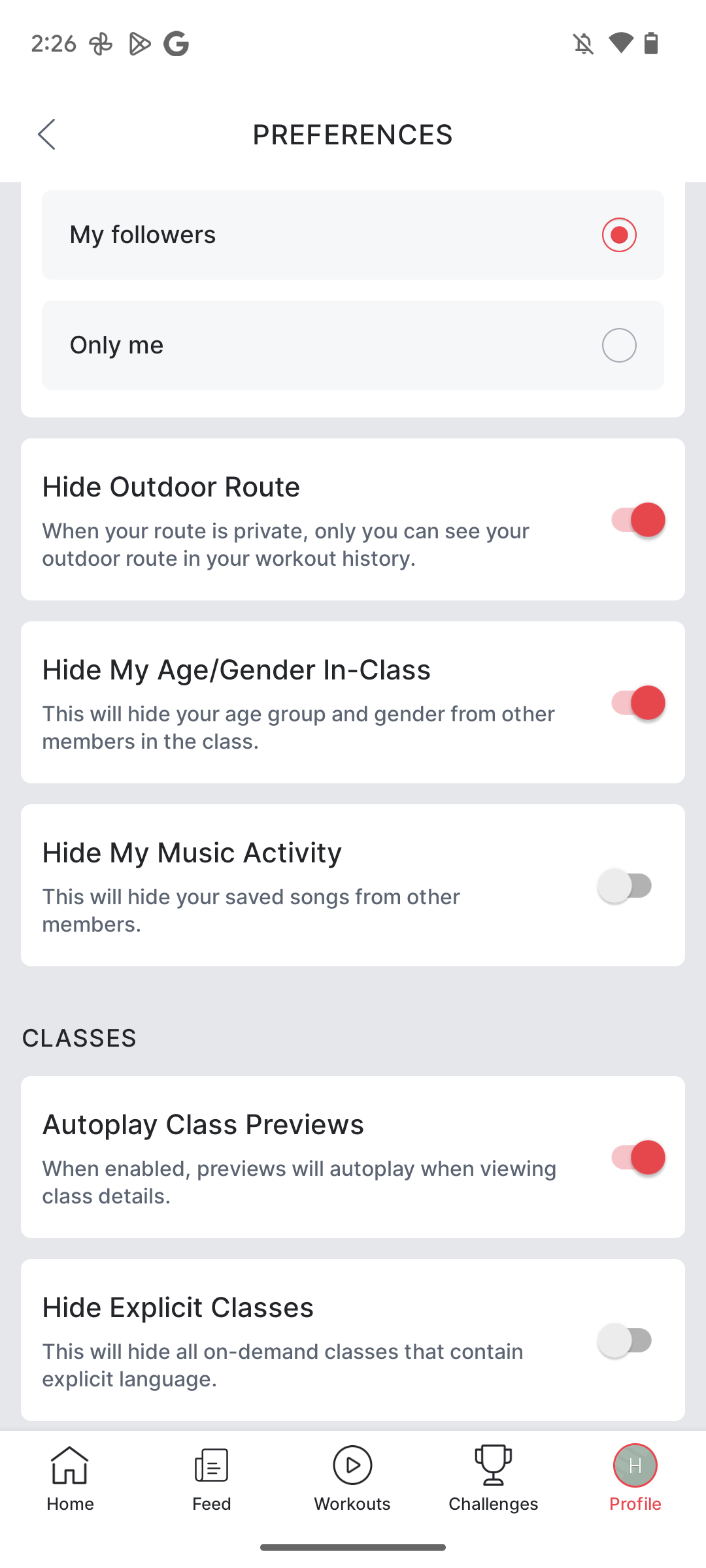"Hide my music activity" option in settings.