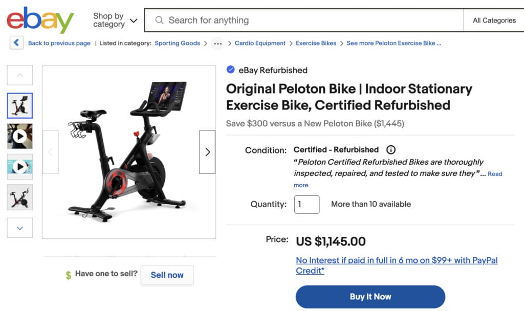 Refurbished Original Peloton Bike on eBay