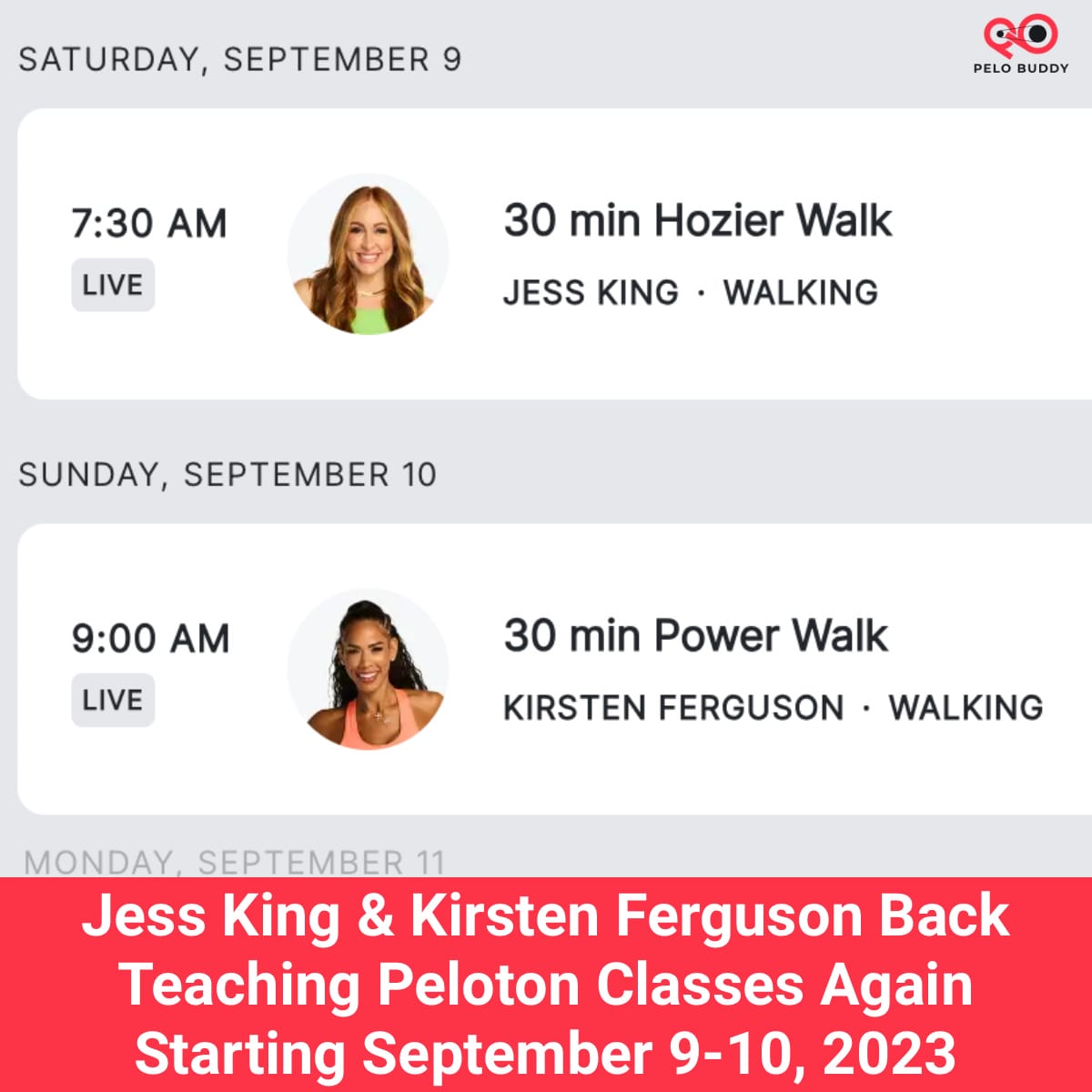 Jess King & Kirsten Ferguson Back Teaching Peloton Classes Again Starting  September 9-10, 2023 - Peloton Buddy