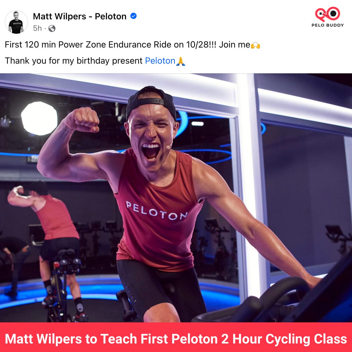 Matt Wilpers to Teach Peloton 2 Hour Cycling Class - Peloton Buddy