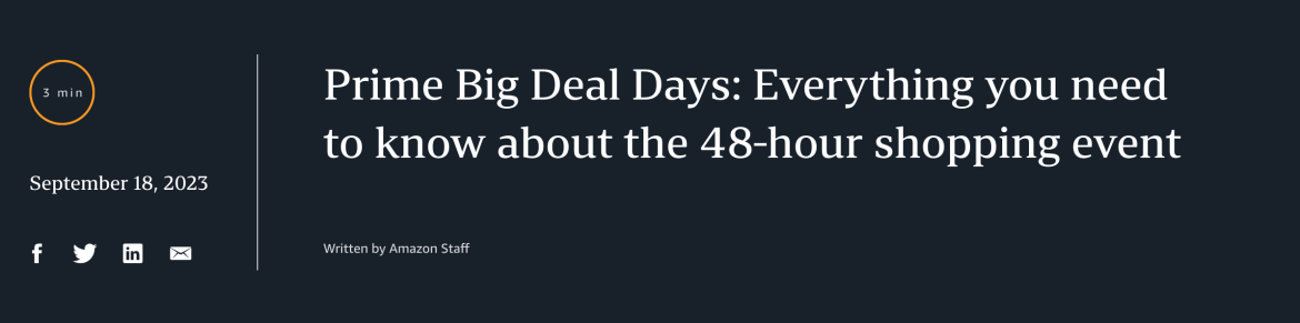 Amazon press release regarding Prime Big Deal Days.