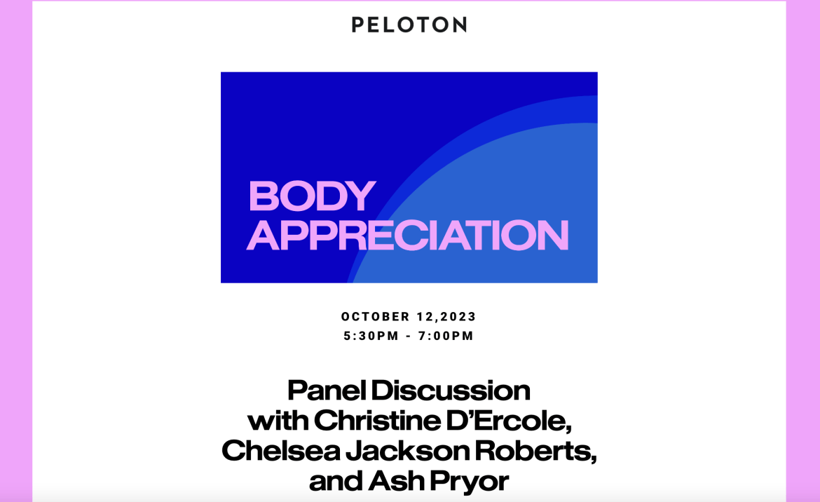 Peloton Body Appreciation event website.