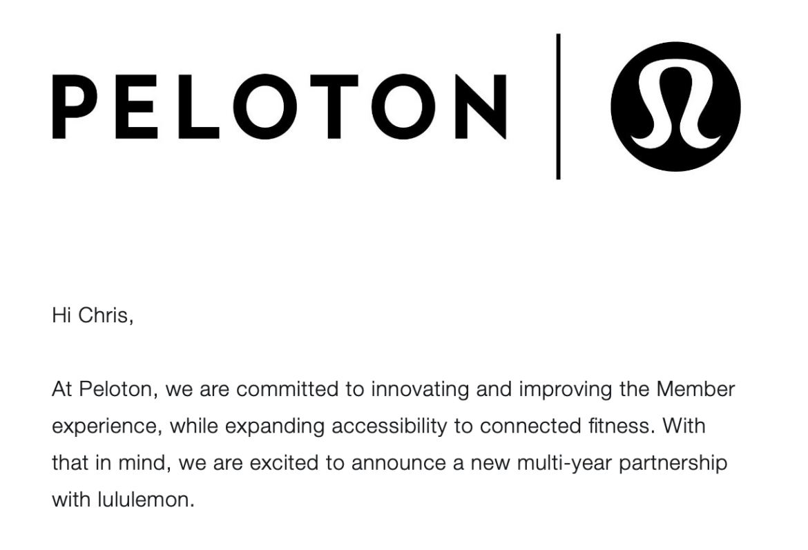 Peloton Emailing Members a One-Time lululemon Discount - Peloton Buddy