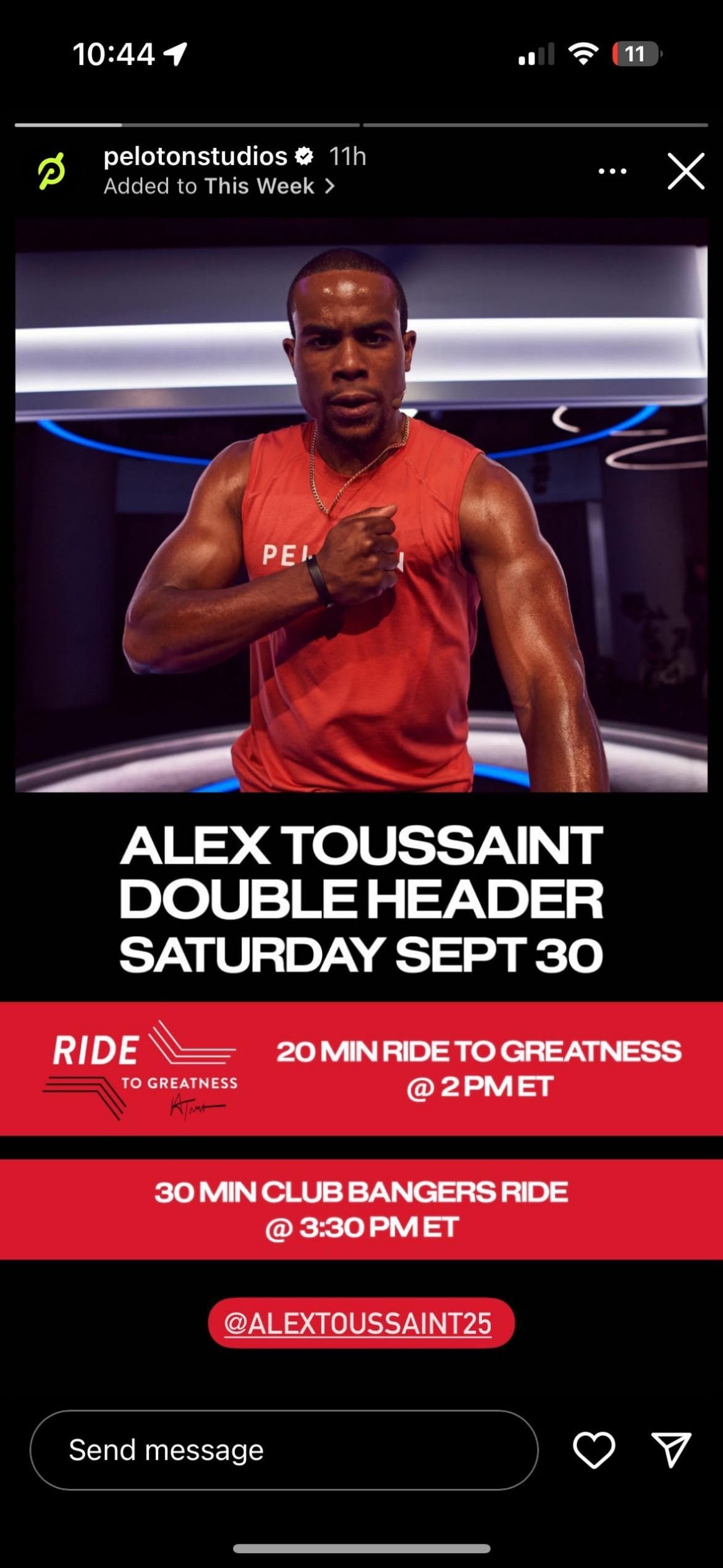 @PelotonStudios Instagram post announcing Ride to Greatness and Club Bangers double header.