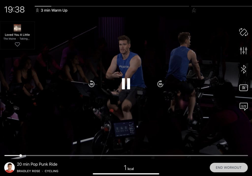 30-second skip buttons on the Peloton iOS app.