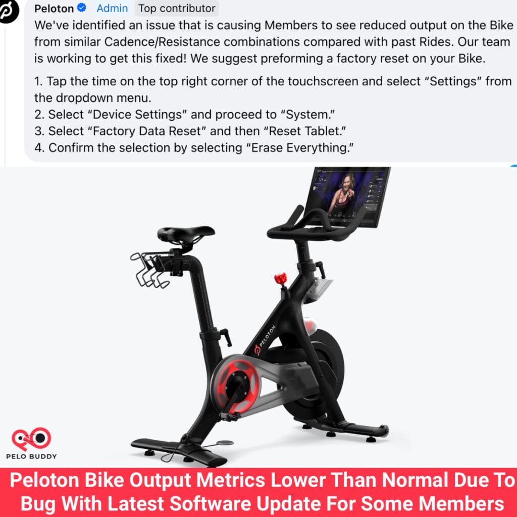 Peloton Bike Output Metrics Lower Than Normal Due To Bug With Latest