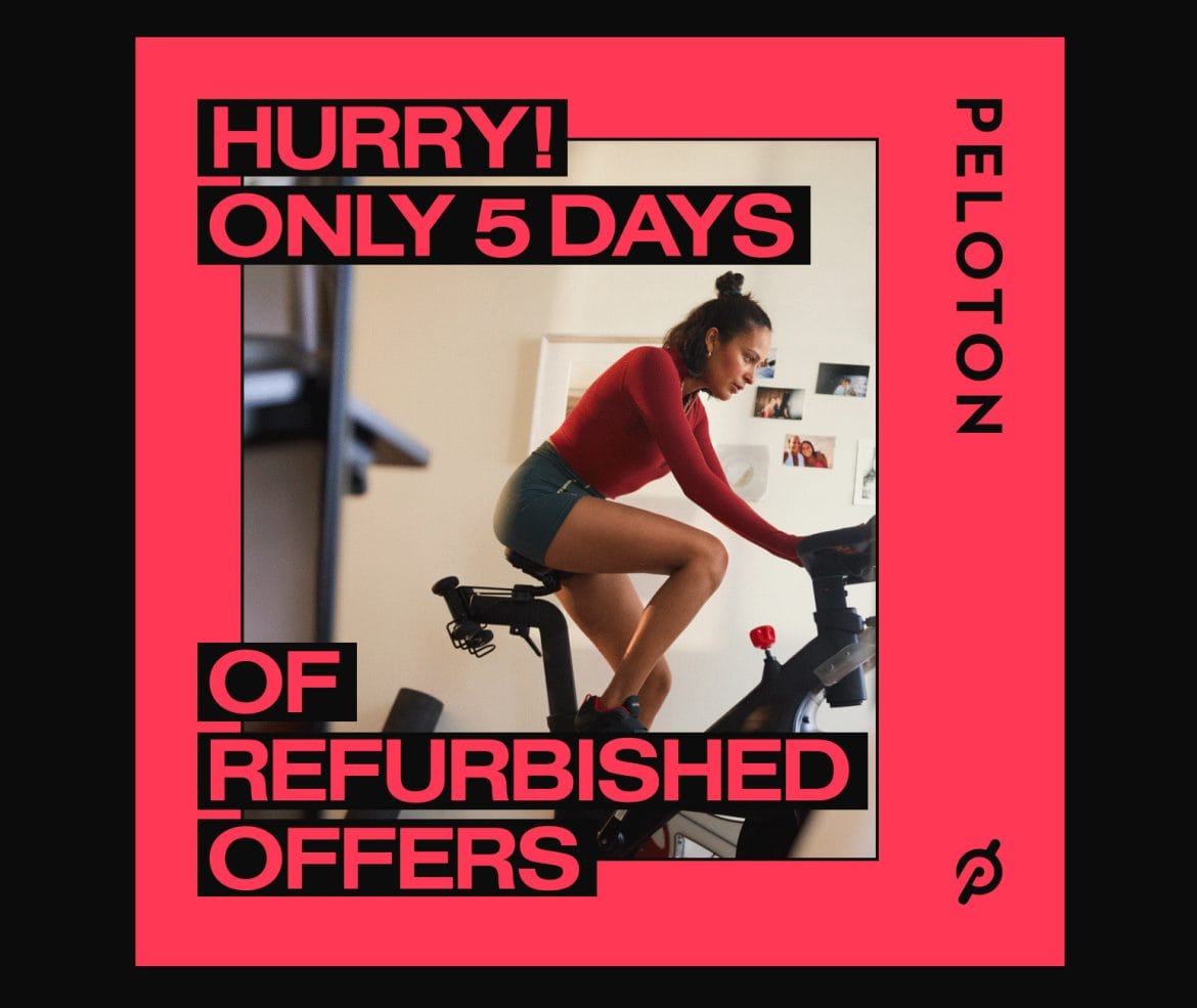 Peloton email to customers advertising refurbished bike offer.