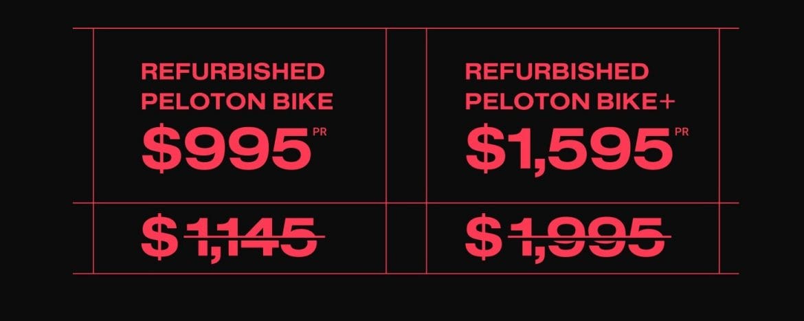 Peloton email to customers advertising refurbished bike offer.