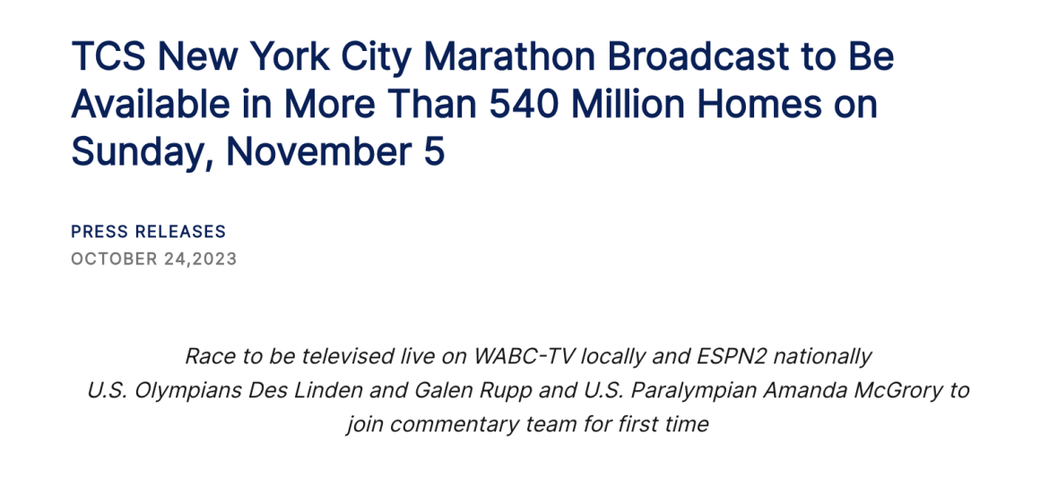 NYRR press release.