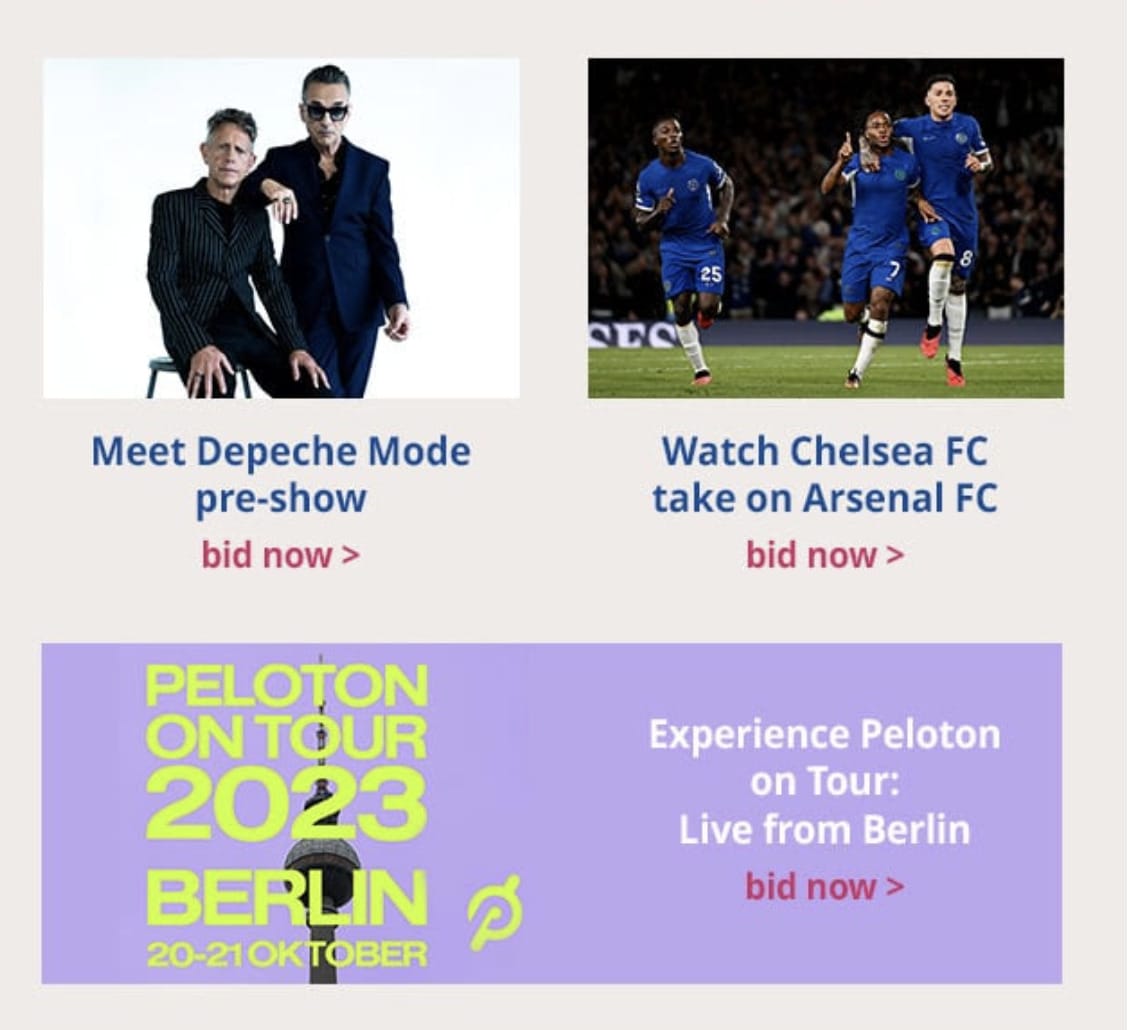 Hilton Honors email highlighting Peloton on Tour Berlin events.