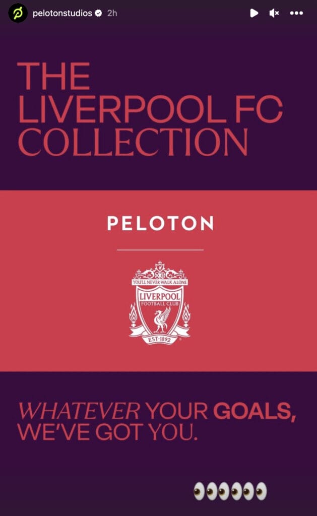 @PelotonStudios post about the Liverpool FC classes & collection.