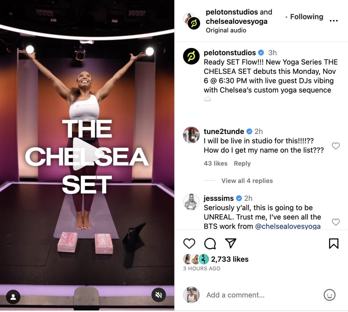 @PelotonStudios Instagram post announcing The Chelsea Set.