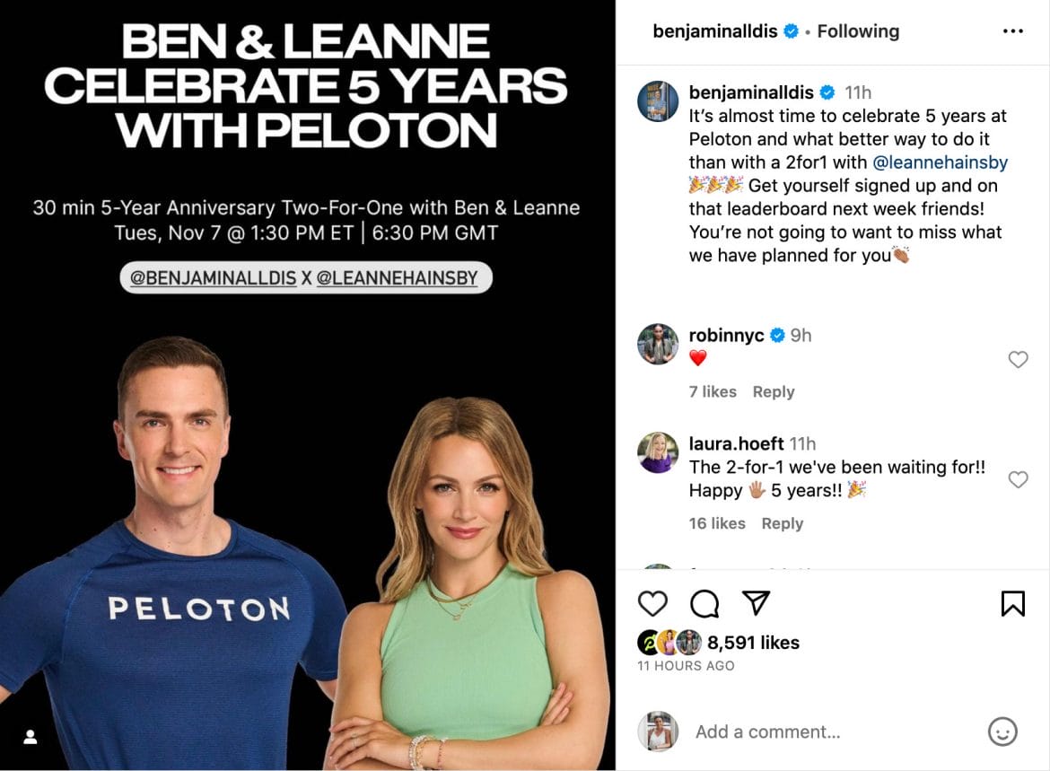 Ben Alldis' Instagram post announcing 5 year anniversary ride.