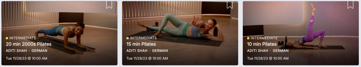 3 pilates classes dubbed in German with Aditi.