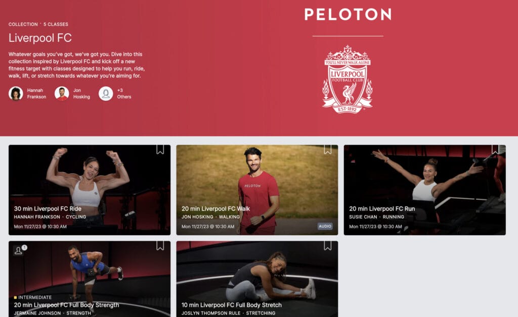 New Liverpool FC Collection of classes on Peloton.
