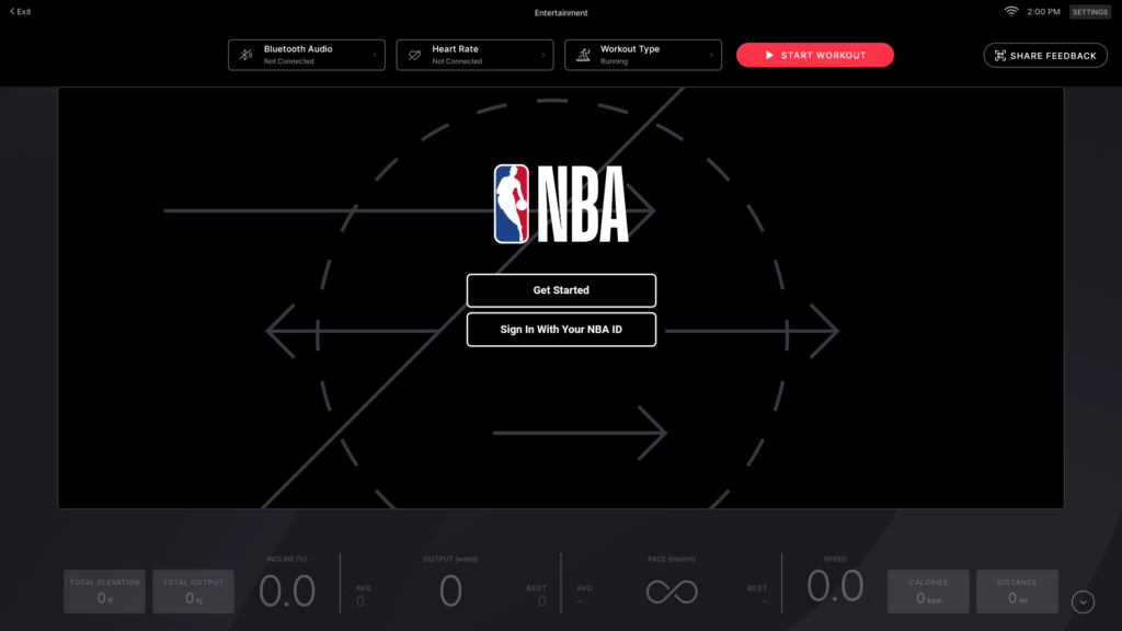 NBA League Pass option showing on Peloton Entertainment.