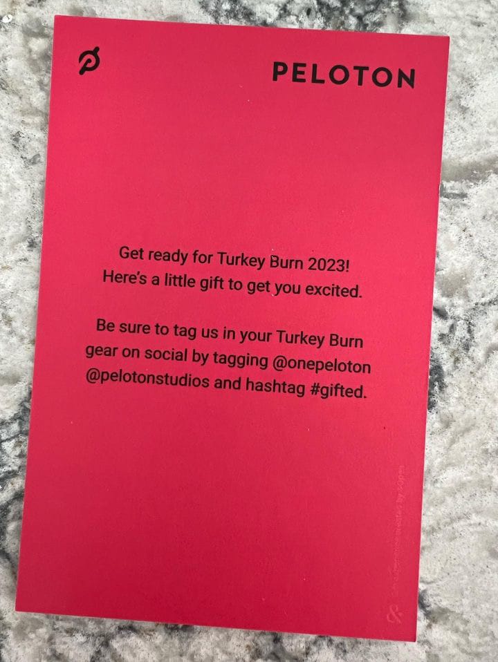 Turkey Burn gift from Peloton.