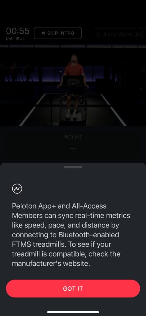 FAQ in the Peloton App about the new third party Treadmill support via Bluetooth FTMS.