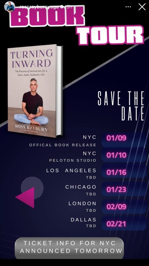 Peloton Instructor Ross Rayburn announces book tour dates & locations for Turning  Inward - Peloton Buddy