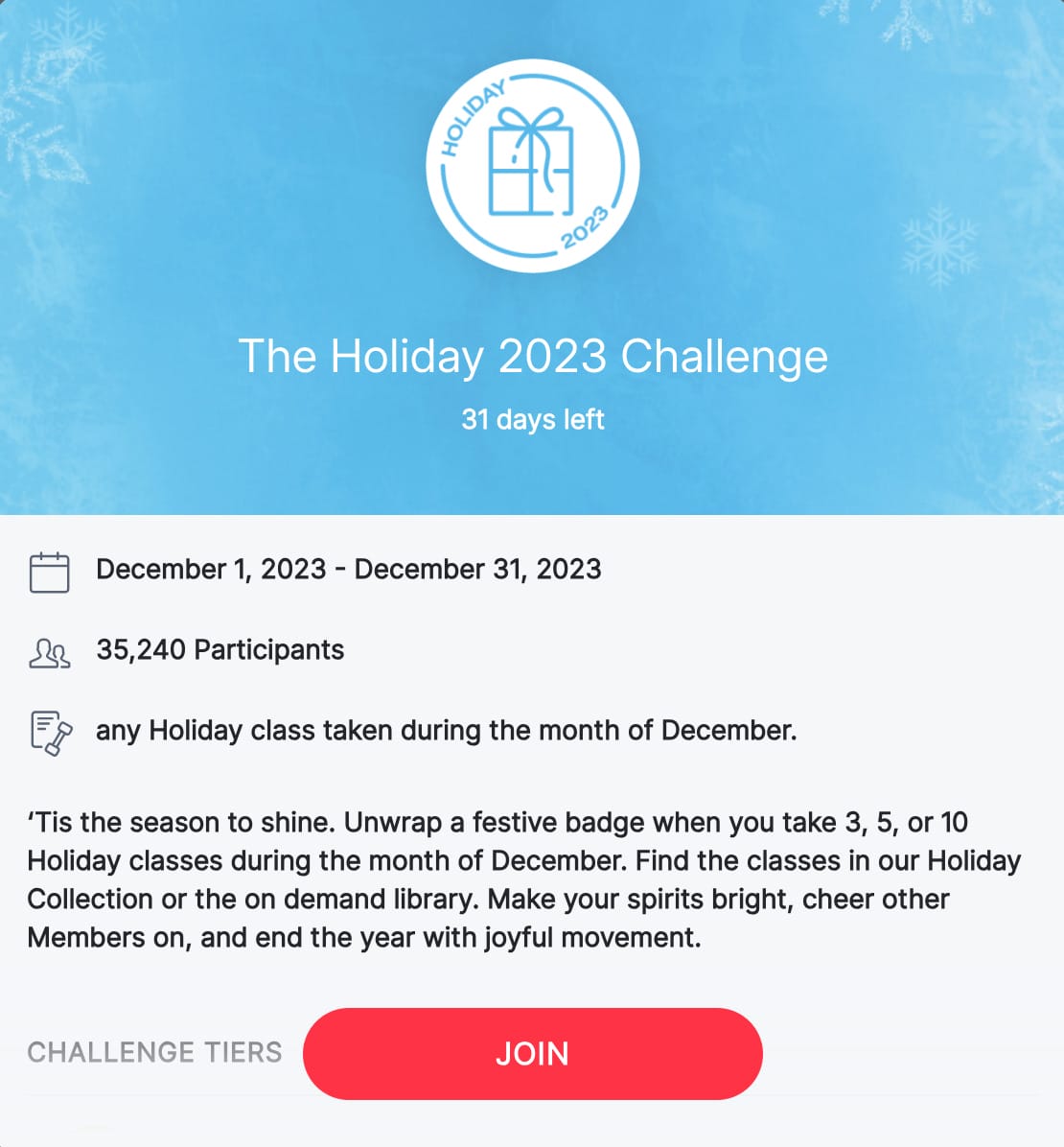 The Holiday 2023 Challenge