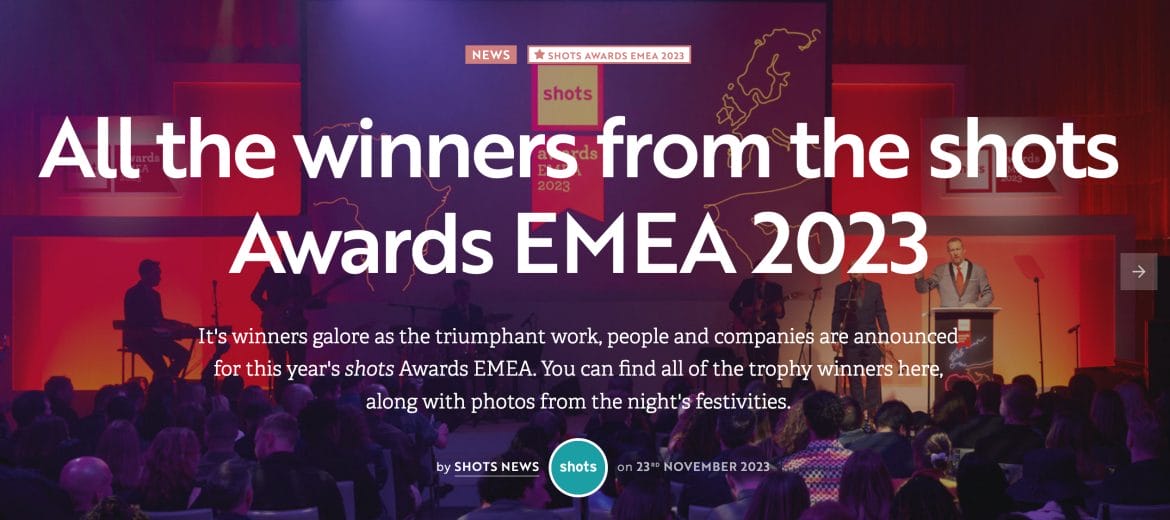 shots Awards EMEA 2023 website.