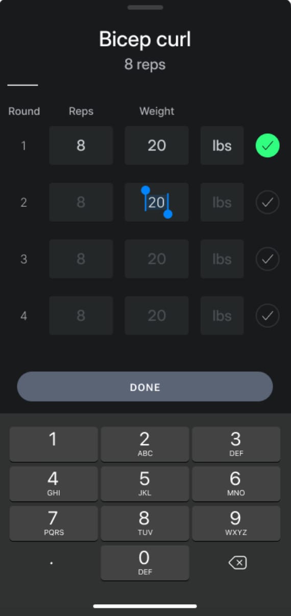 Editing weight selection within a specific movement set in Peloton Gym. Image credit Peloton support page.