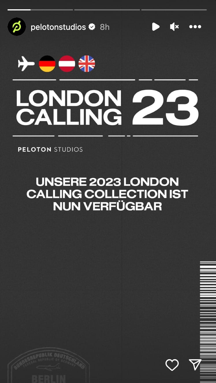 @PelotonStudios Instagram Story announcing 2024 London Calling dates.