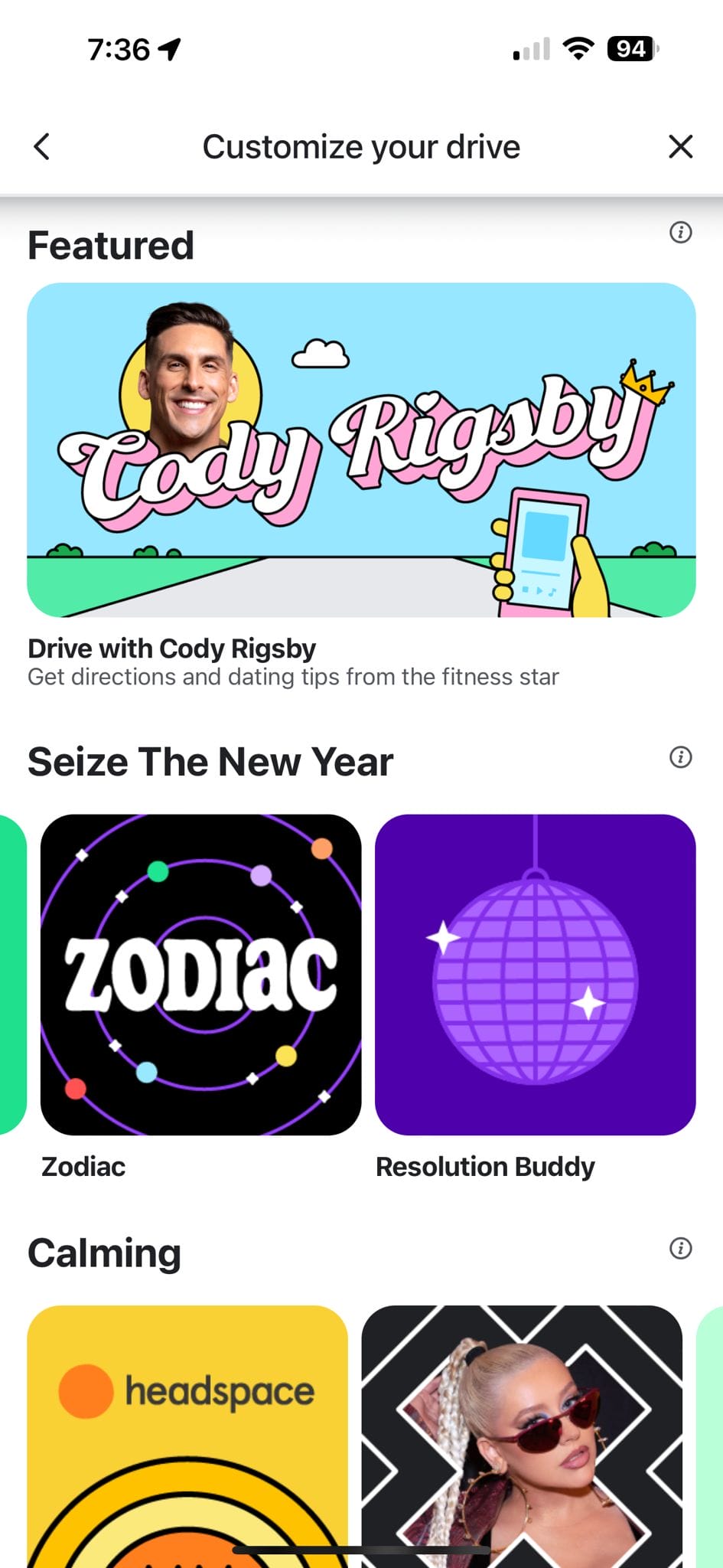 Waze app promoting Cody Rigsby's narration option.
