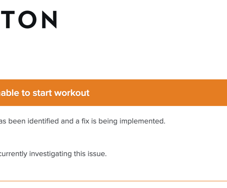 Peloton outage message on Jan 22, 2024.