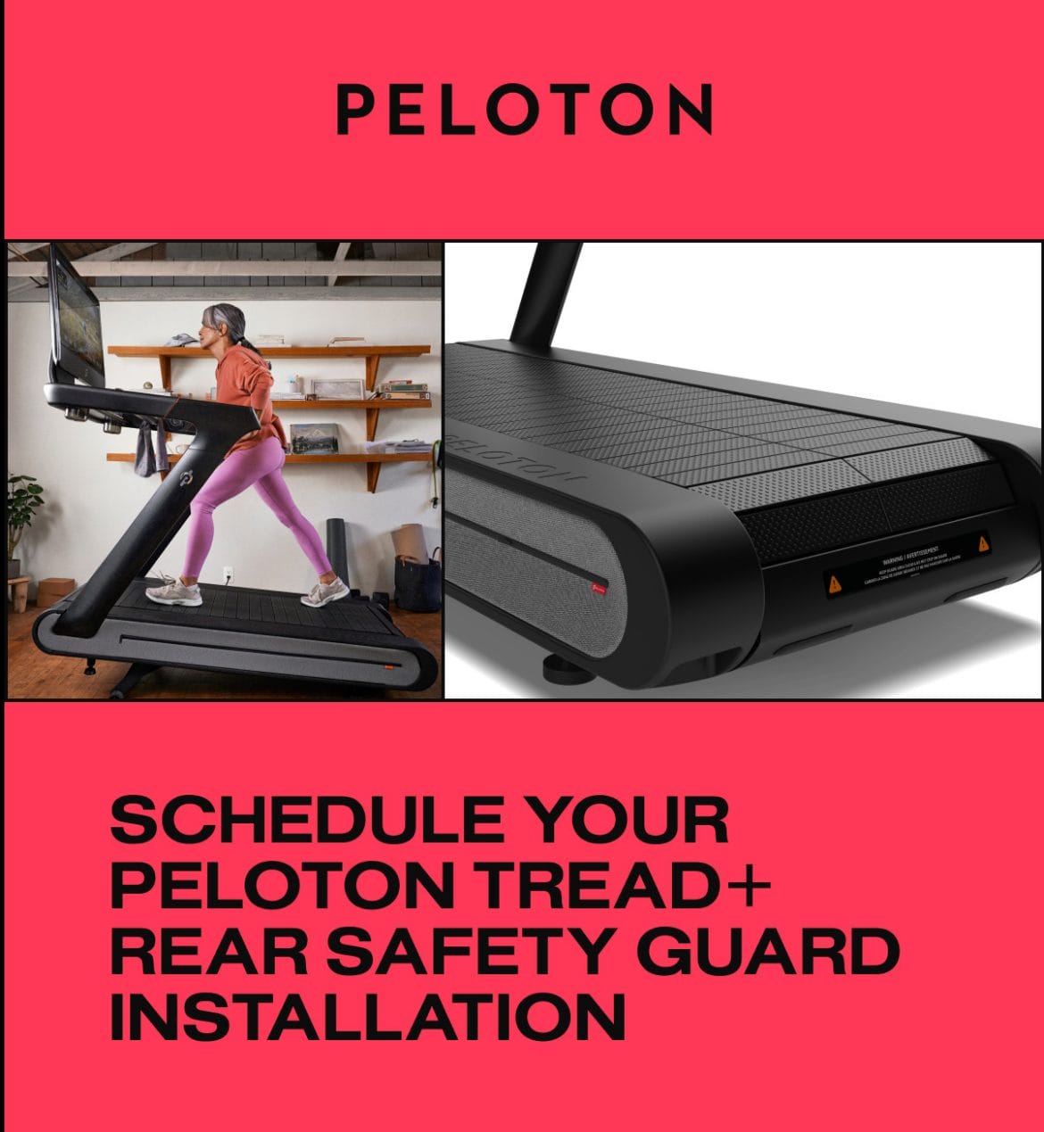 Email sent from Peloton to current Tread+ owners regarding rear guard installation.
