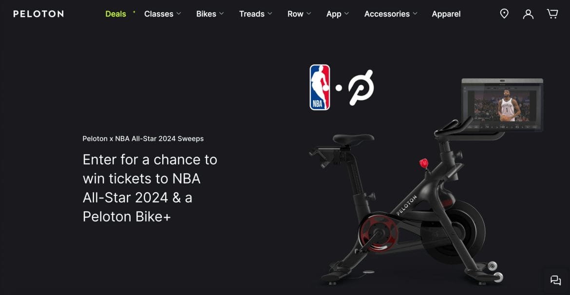Peloton x NBA contest website.