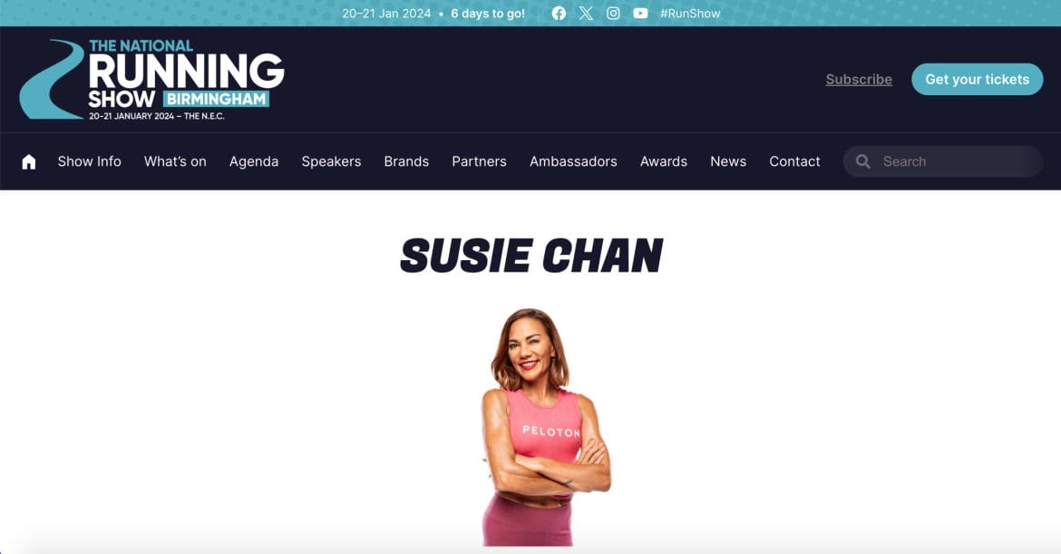 Susie Chan National Running Show host page