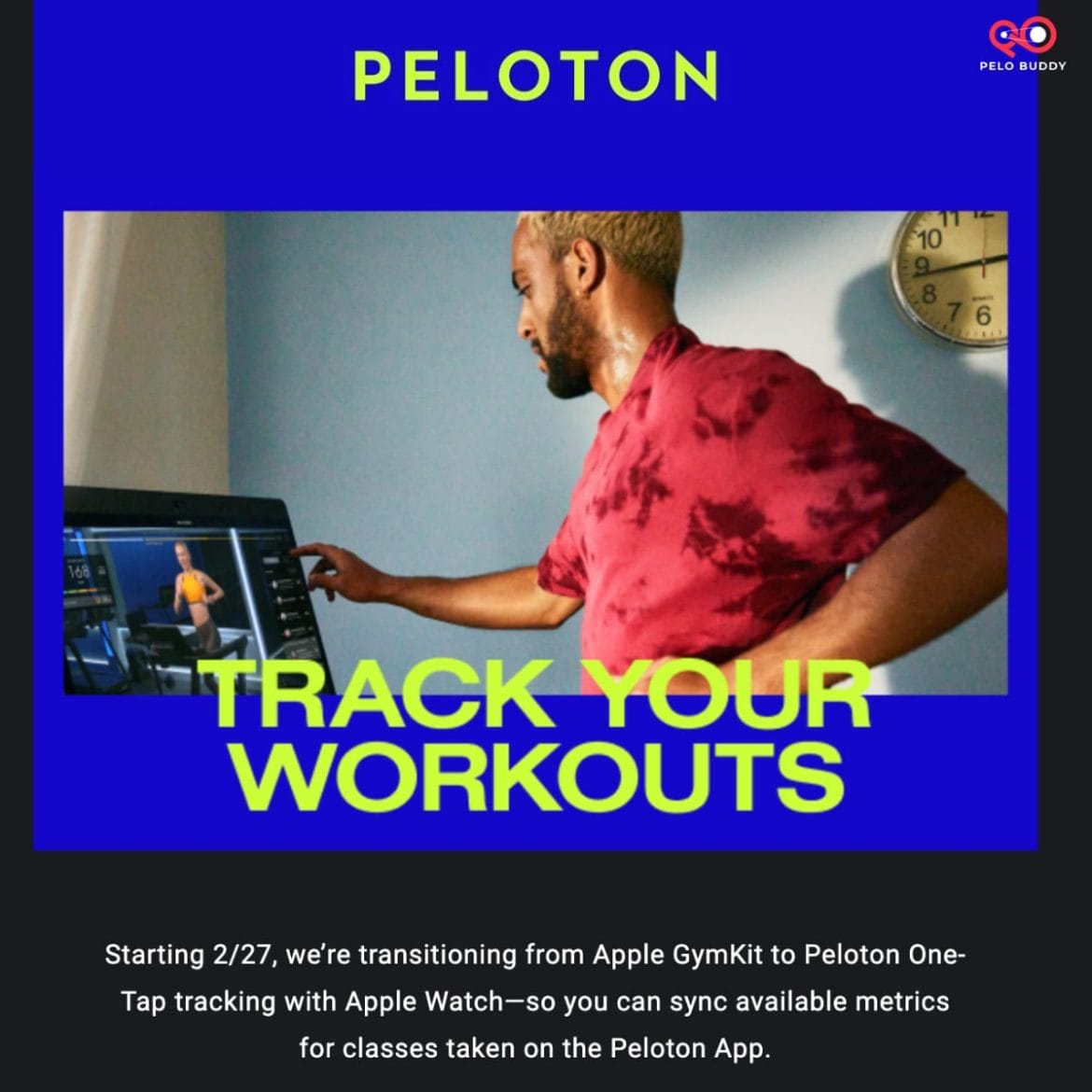 Email from Peloton about GymKit support for Bike+