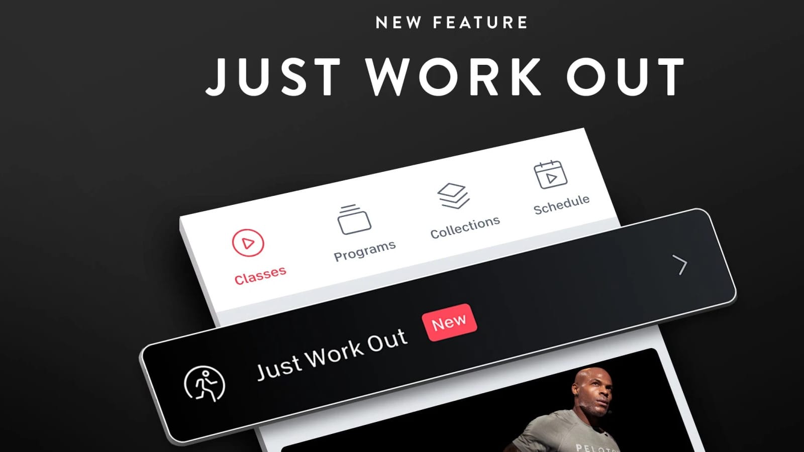 Post from Peloton advertising the original launch of the "Just Work Out" feature.