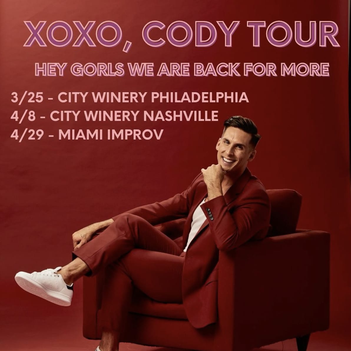 Cody Rigsby's new book tour dates. Image credit Cody's social media.