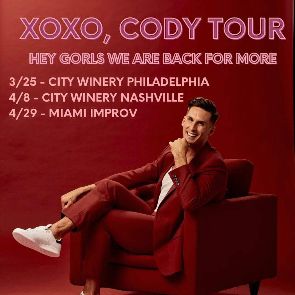 Cody Rigsby's new book tour dates. Image credit Cody's social media.