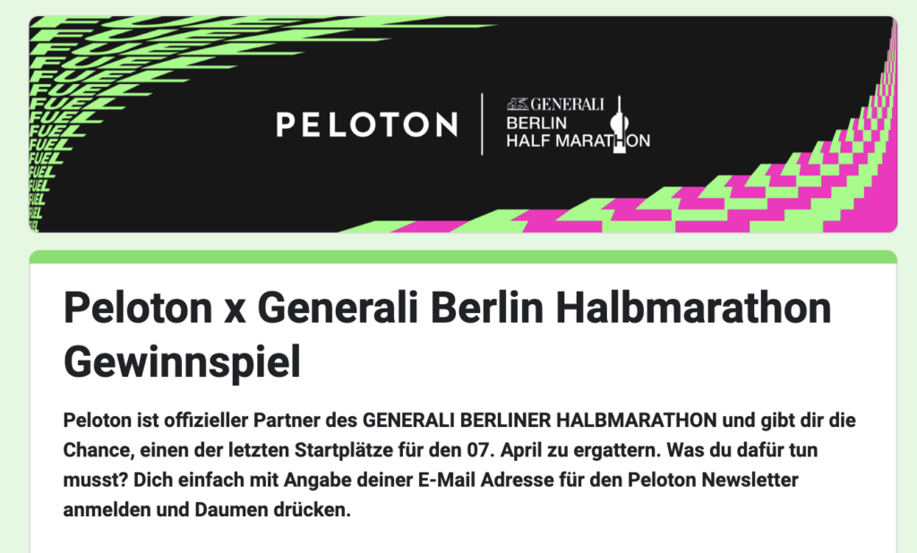 Peloton Berlin Half Marathon Race Contest Google Form