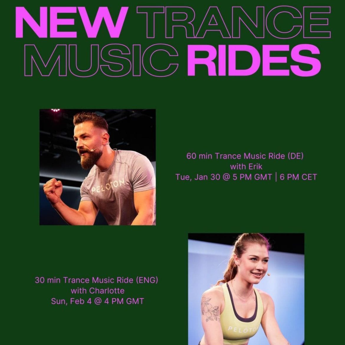 Trance classes as advertised by @PelotonStudios