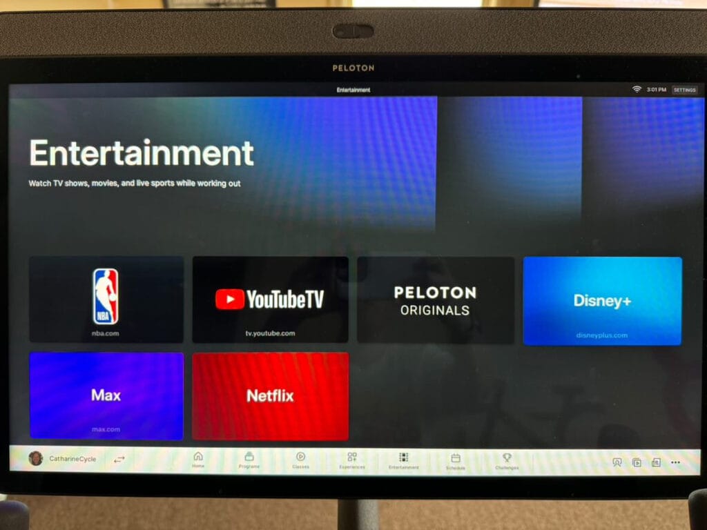 Refreshed Peloton Entertainment page