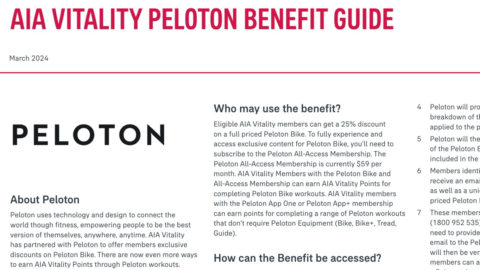 AIA information page about Peloton partnership.
