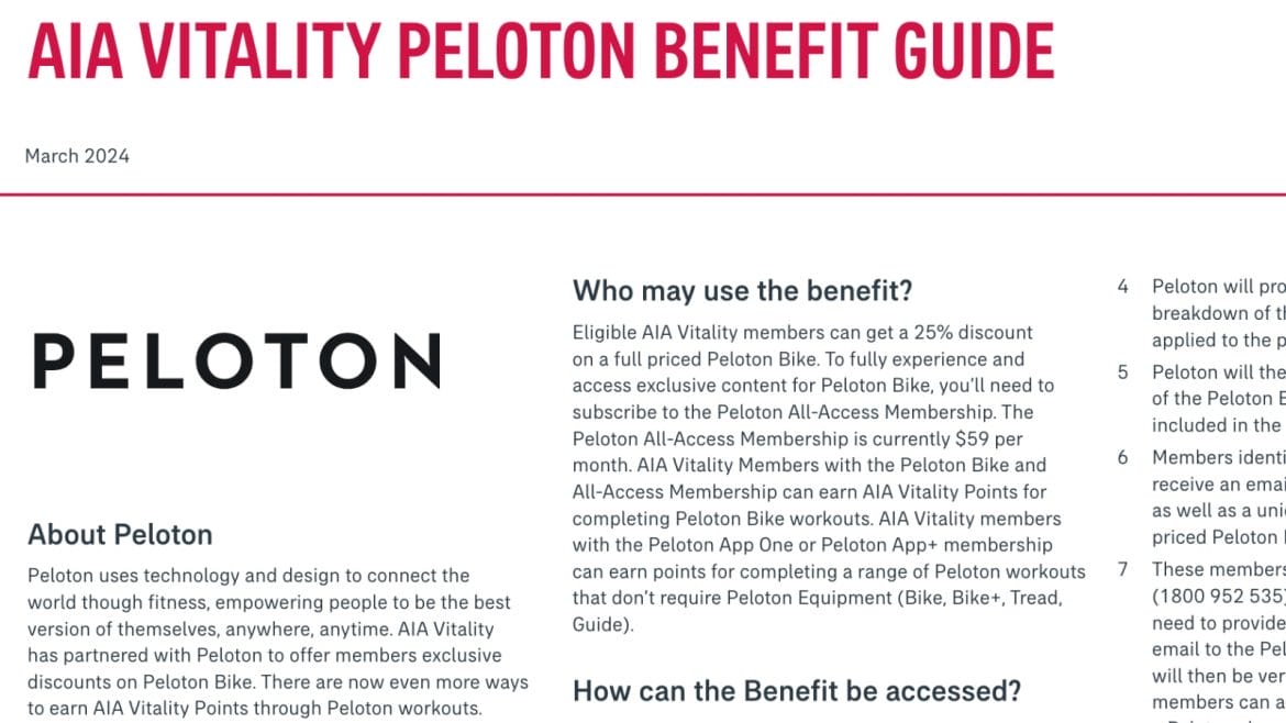 AIA information page about Peloton partnership.