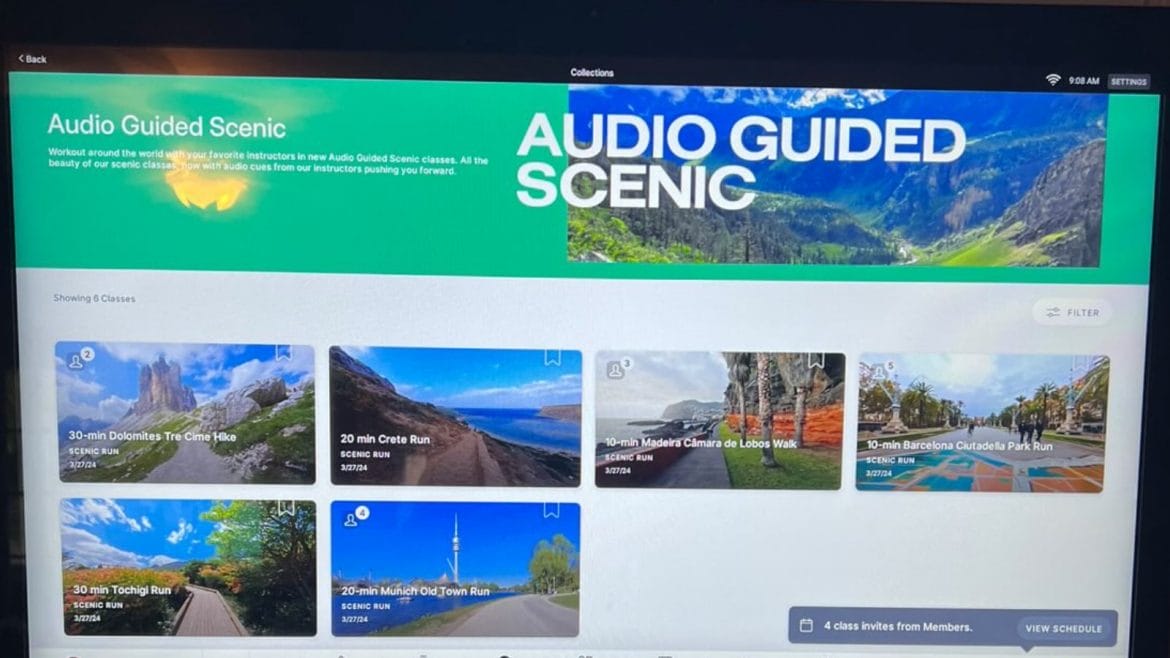 New "Audio Scenic Guided" collection of classes on Peloton Tread.