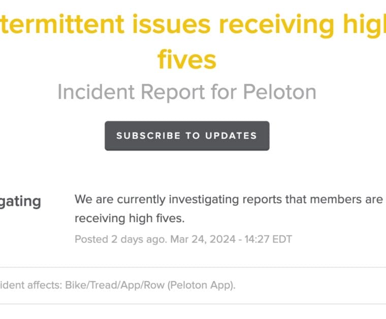 Peloton incident report regarding high fives.