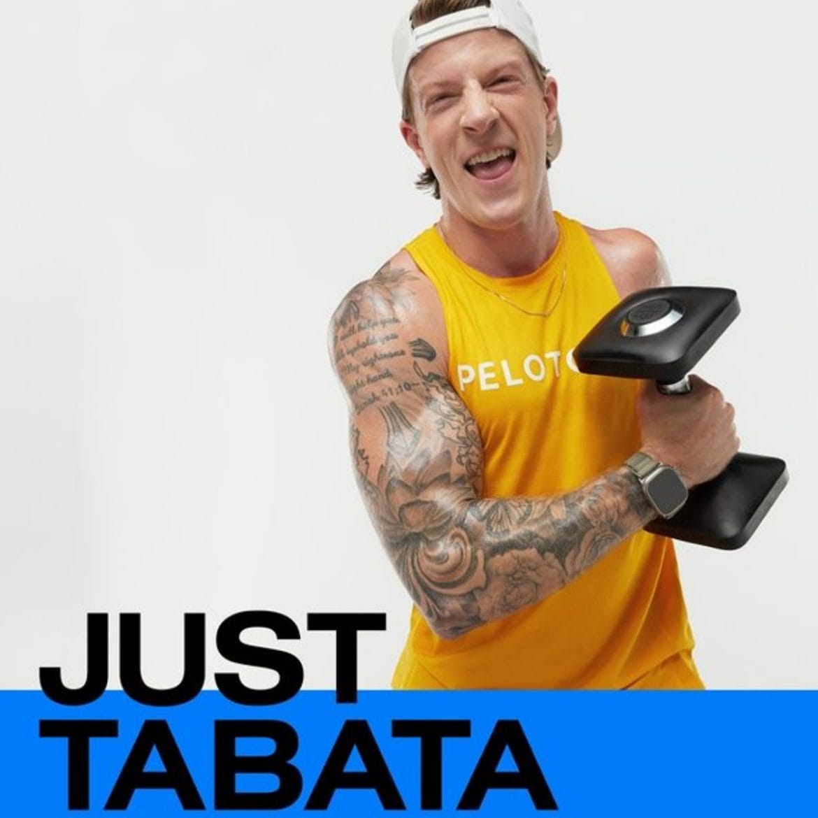 Peloton post announcing the "Just Tabata" classes with Logan Aldridge.