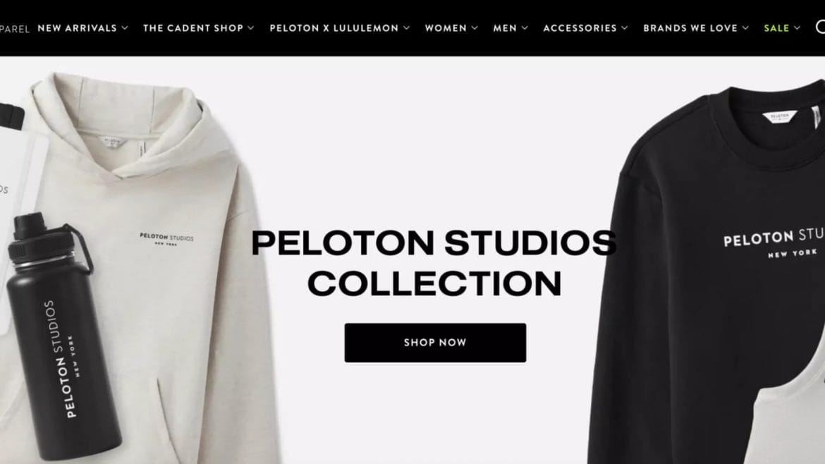 Peloton Apparel landing page for studio collection.