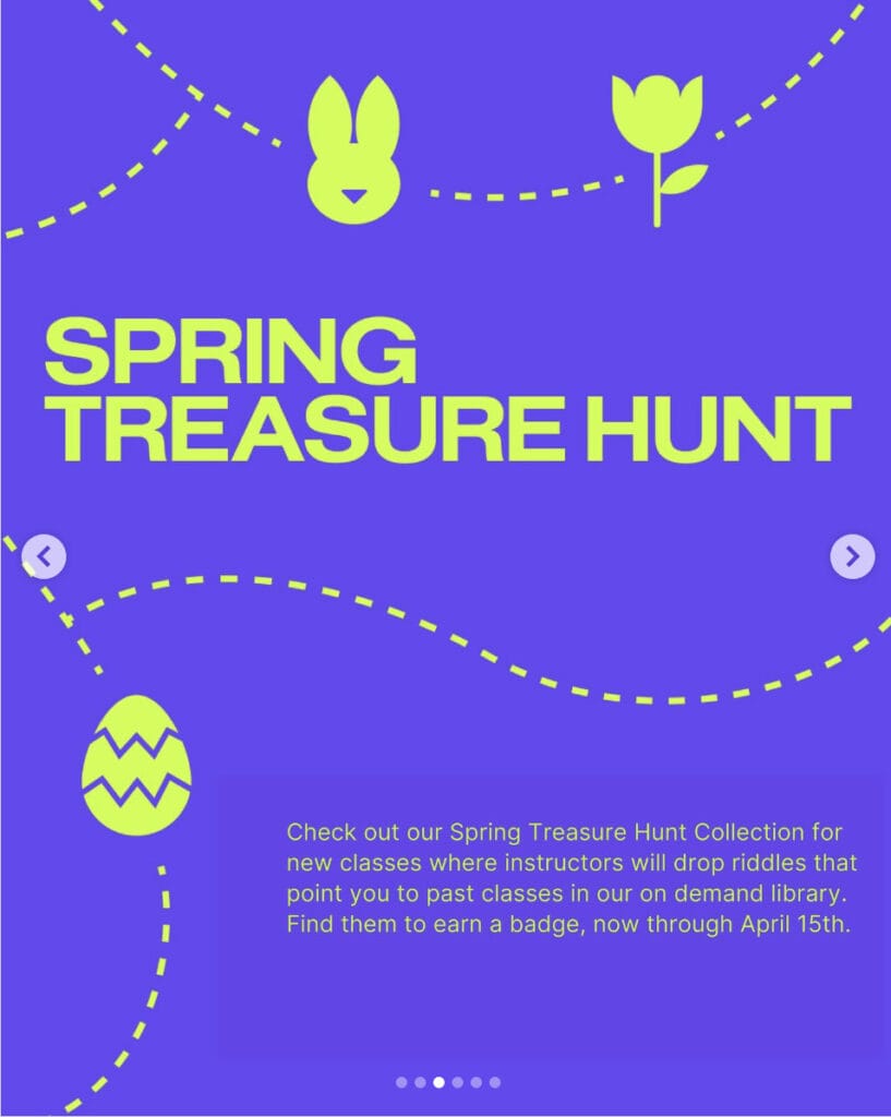 Peloton’s “This Week at Peloton” Instagram post highlighting Spring Treasure Hunt. Image credit Peloton social media.
