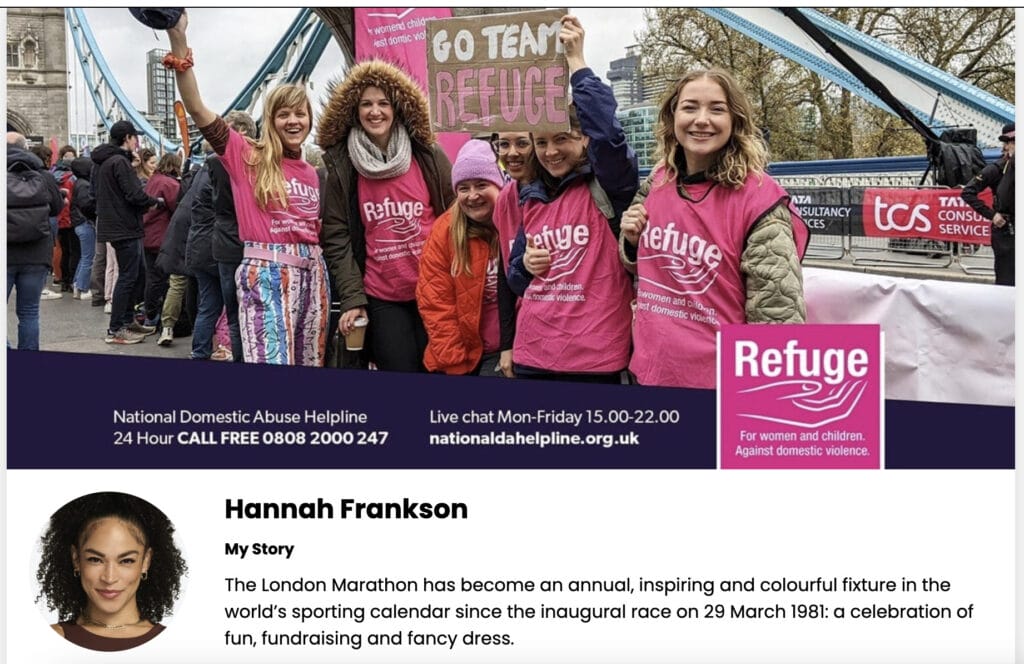 Hannah Frankson's London Marathon fundraising page.