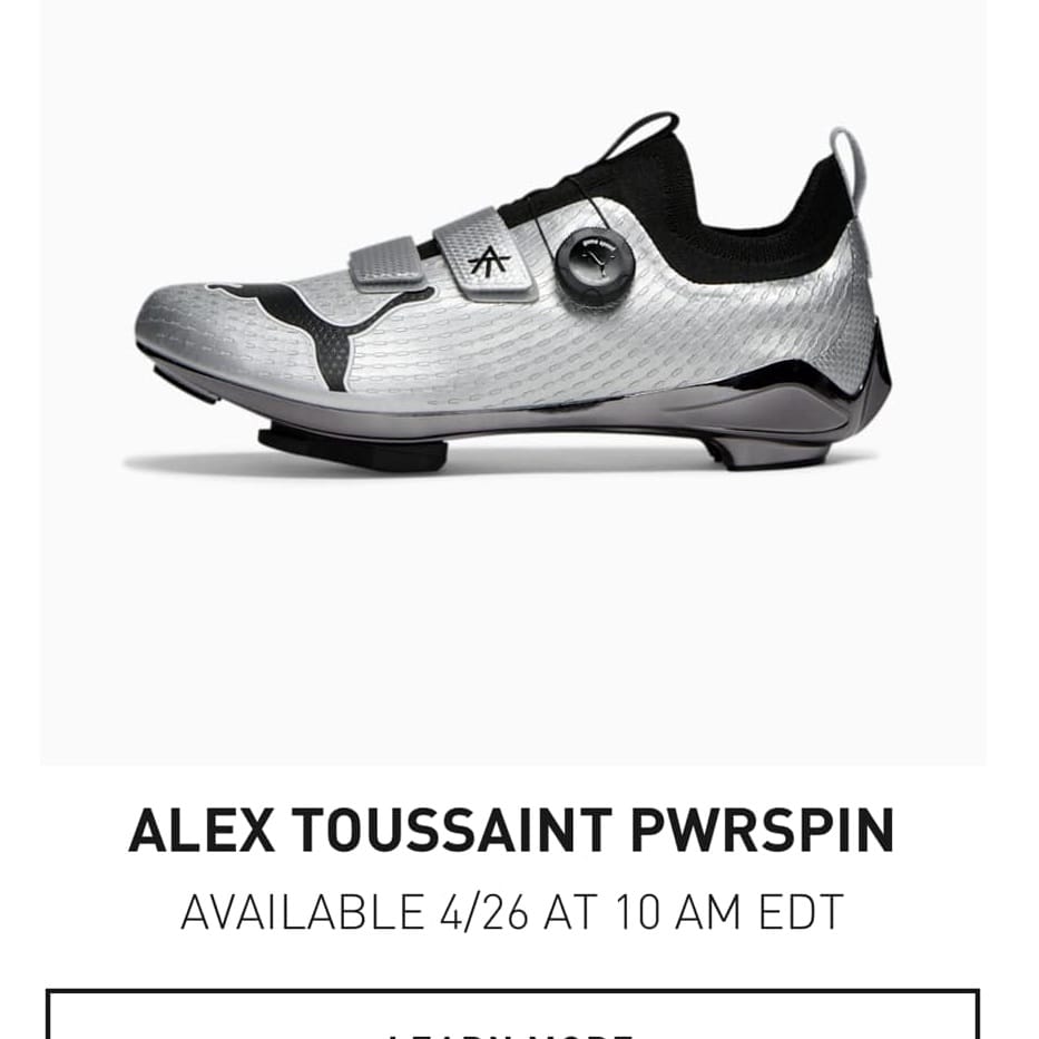 Photo of PWRSPIN x ALEX TOUSSAINT indoor cycling shoe as seen on PUMA app