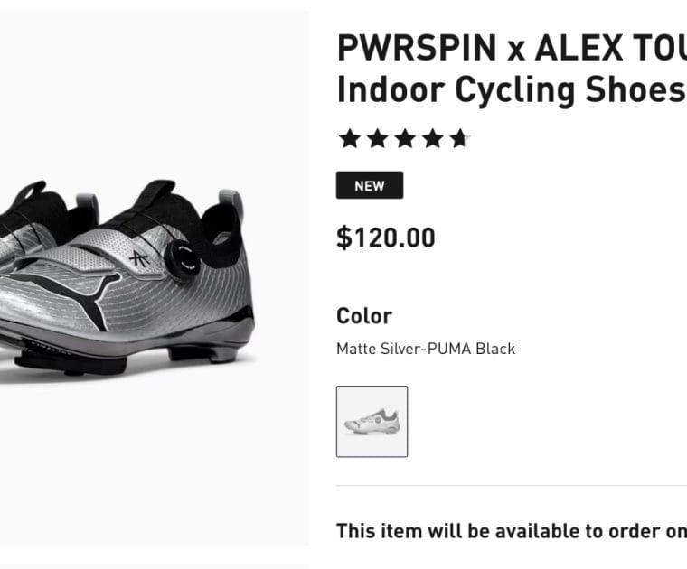 Photo of PWRSPIN x ALEX TOUSSAINT indoor cycling shoe as seen on PUMA website